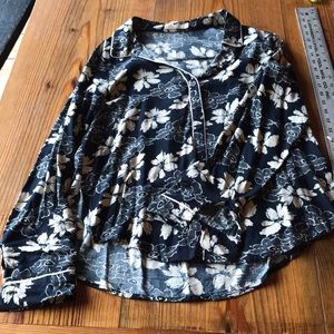 Black and cream floral blouse